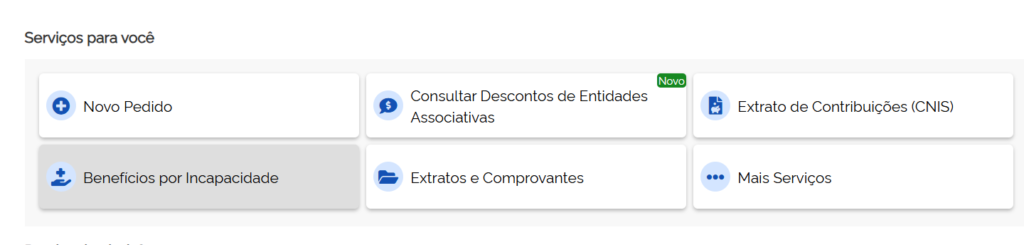 A imagem mostra a parte "Benefícios por Incapacidade" do Meu INSS.