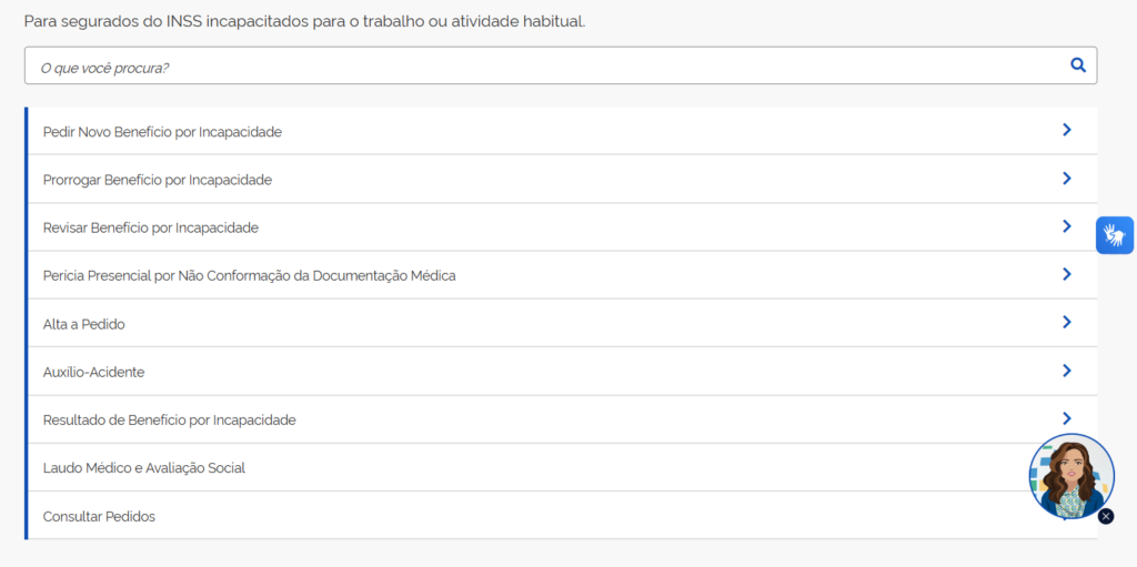 A imagem mostra a opção de solicitar novo pedido por incapacidade no meu INSS.