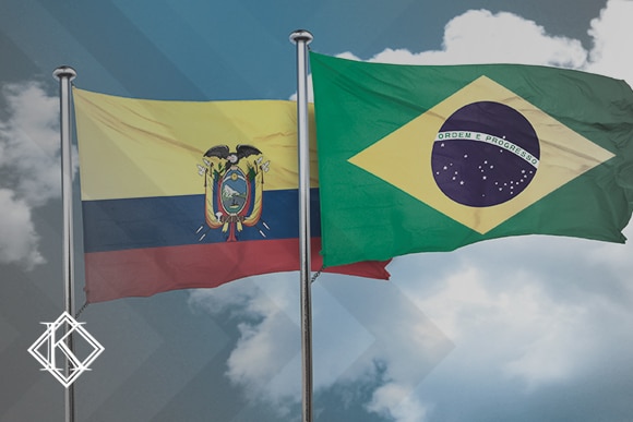 Bandeiras do Brasil e Equador. A imagem ilustra a publicação 