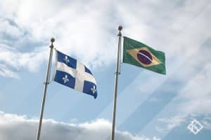 Bandeiras do Brasil e da cidade de Quebec ilustrando a publicação 