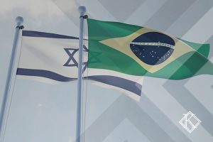 A imagem mostra as bandeiras do Brasil e Israel, e ilustra a publicação 