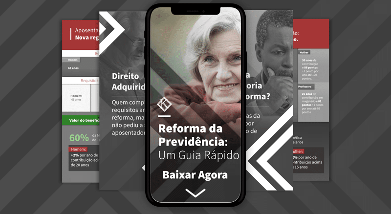 Banner para baixar o guia rápido da reforma da previdência. Elaborado pela Koetz Advocacia.