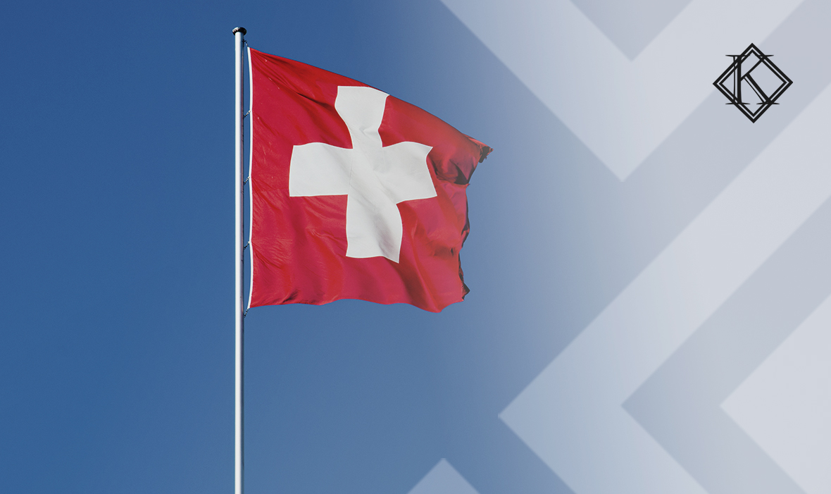 A imagem mostra a bandeira da Suíça, ilustrando a publicação 