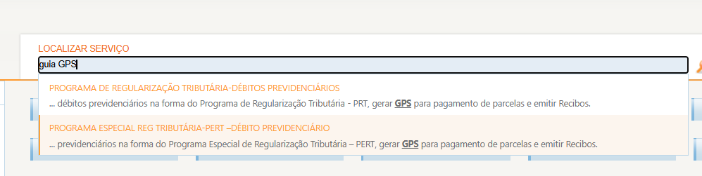 A imagem mostra a opção "Guia GPS" no site e-CAC.