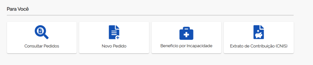 A imagem mostra opções do site Meu INSS. Uma das opções é "Benefício por Incapacidade".