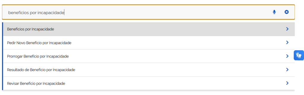 A imagem mostra o Meu INSS e os benefícios por incapacidade disponíveis.